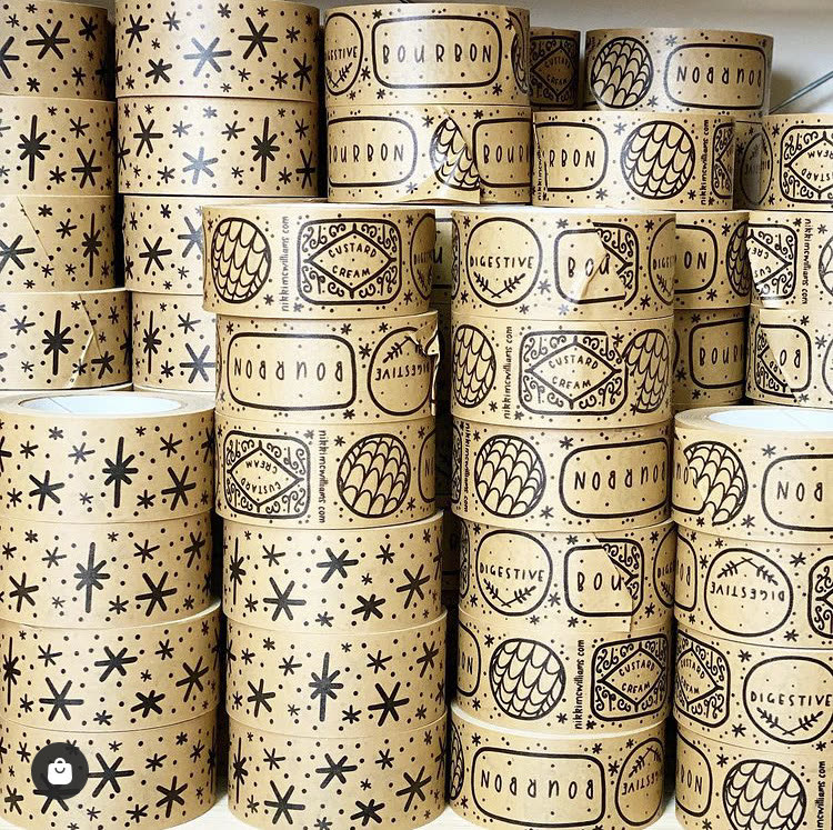Biscuit-themed illustrated tape rolls — Bourbon, Custard Cream, Digestive