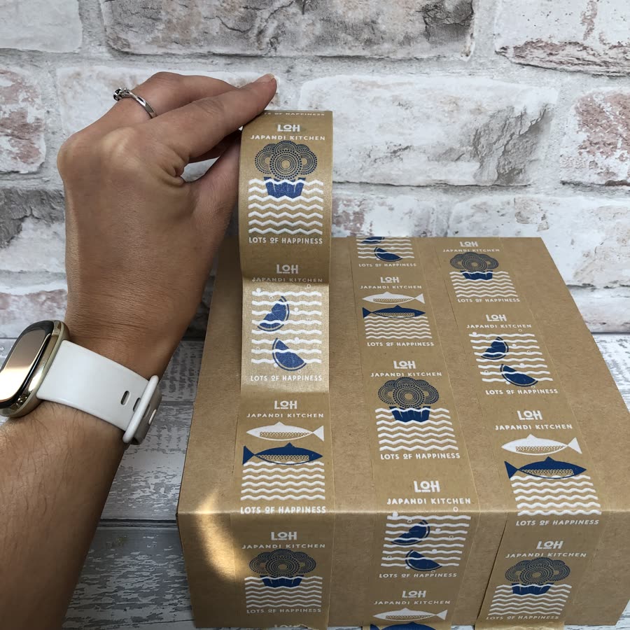 LOH Japandi Kitchen — navy fish and wave pattern tape